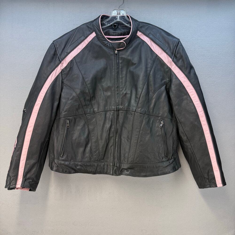Milwaukee Leather Womens Motorcycle Jacket 4XL Black Pink Angel Wings Lined